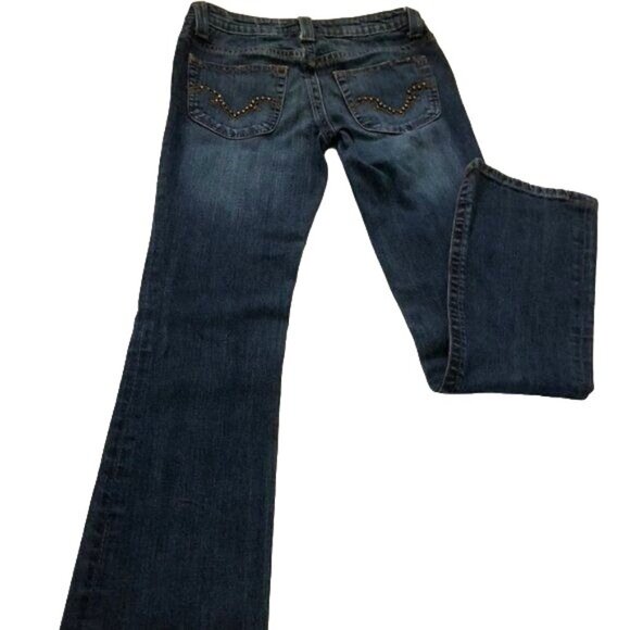 7 FOR ALL MANKIND Women Bootcut Jeans Sz 26 Floral Lined Mid Rise Stretch Blue - Picture 3 of 7